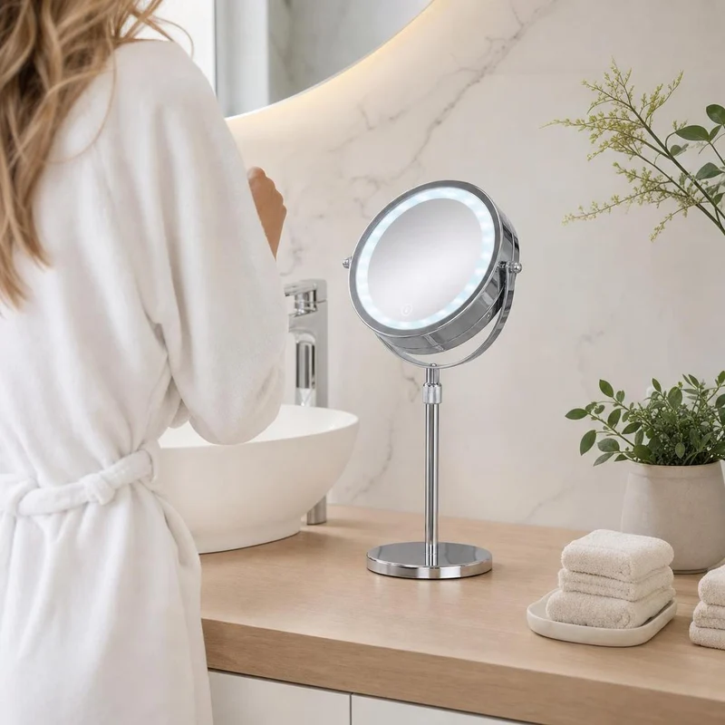 LED-Kosmetikspiegel LEVEL MIRROR Silberfarben