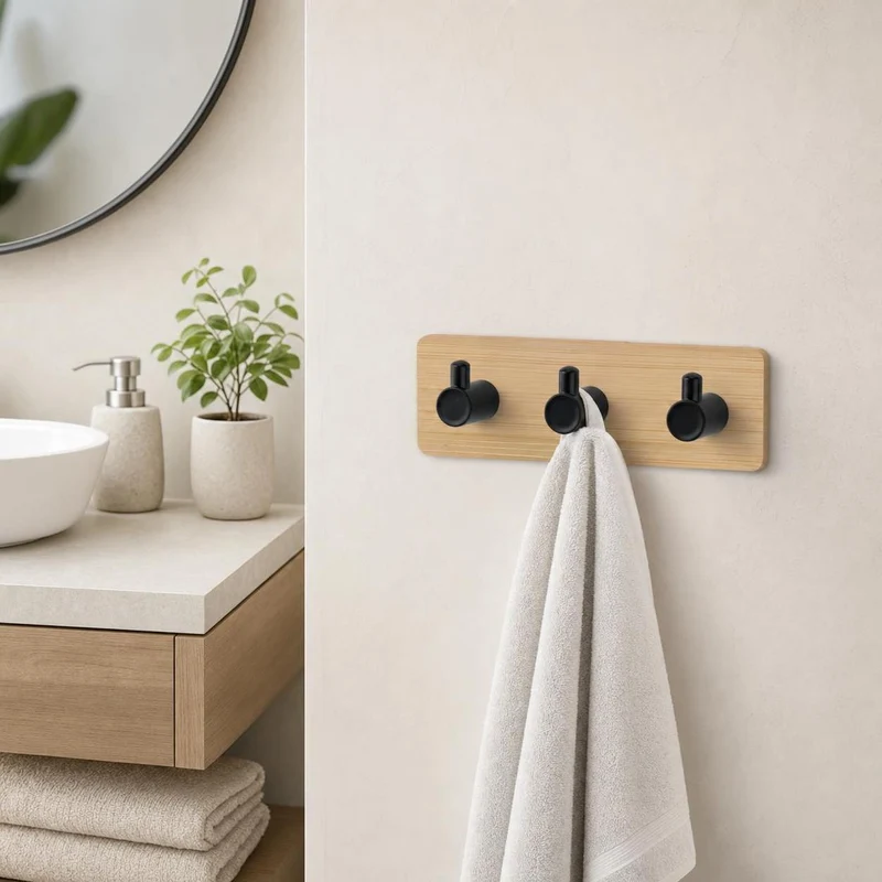 Handtuchhaken BAMBOO PIN HOOK TRIO Natur