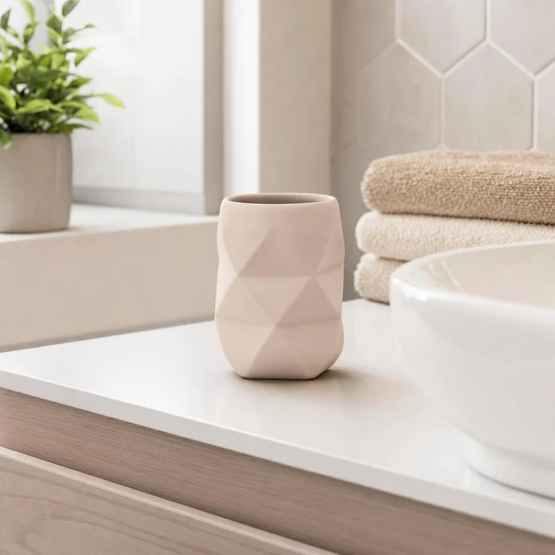 Zahnputzbecher CRACKLE Sandbeige