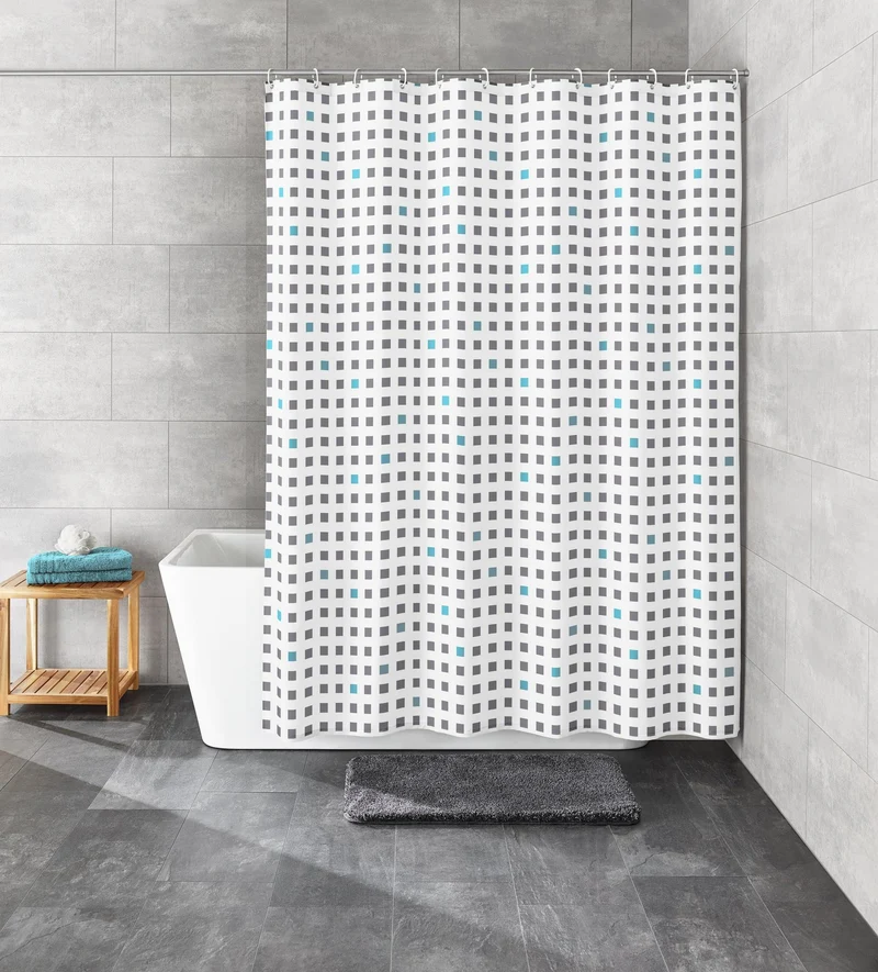 Duschvorhang Textil CASKET Grau 180 x 200 cm