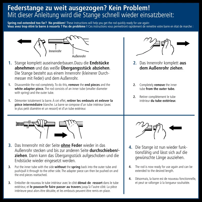 Duschvorhang-Federstange ⌀ 21 mm Chromfarben 75 - 125 cm Teleskopstange