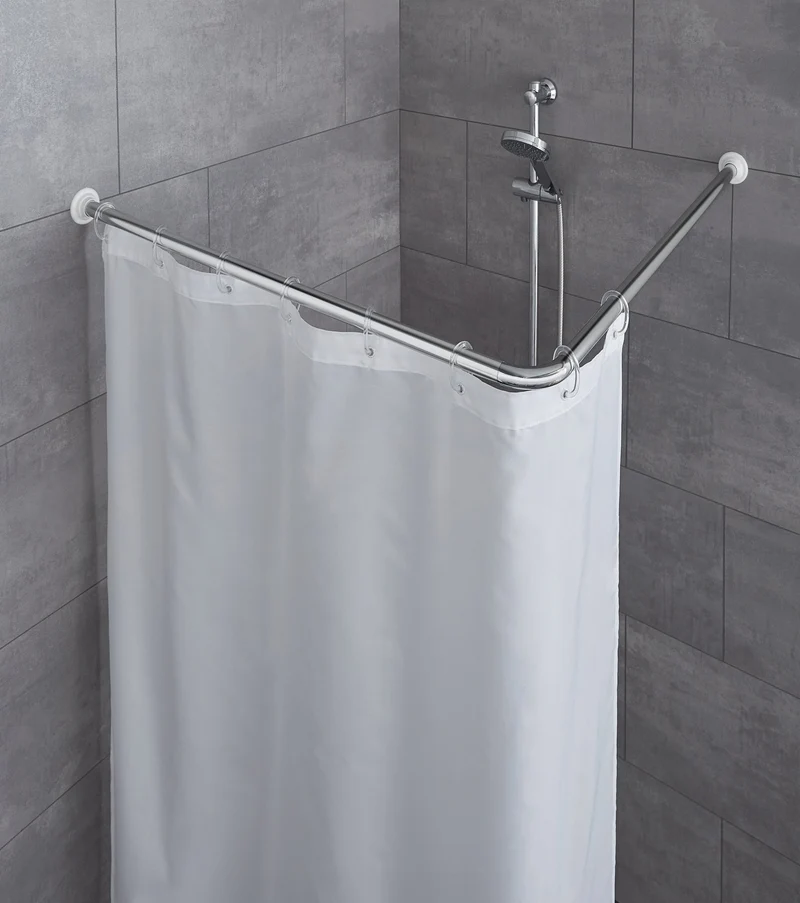 Duschvorhang-Winkelstange ⌀ 25 mm Chromfarben 90 x 90 cm kürzbar