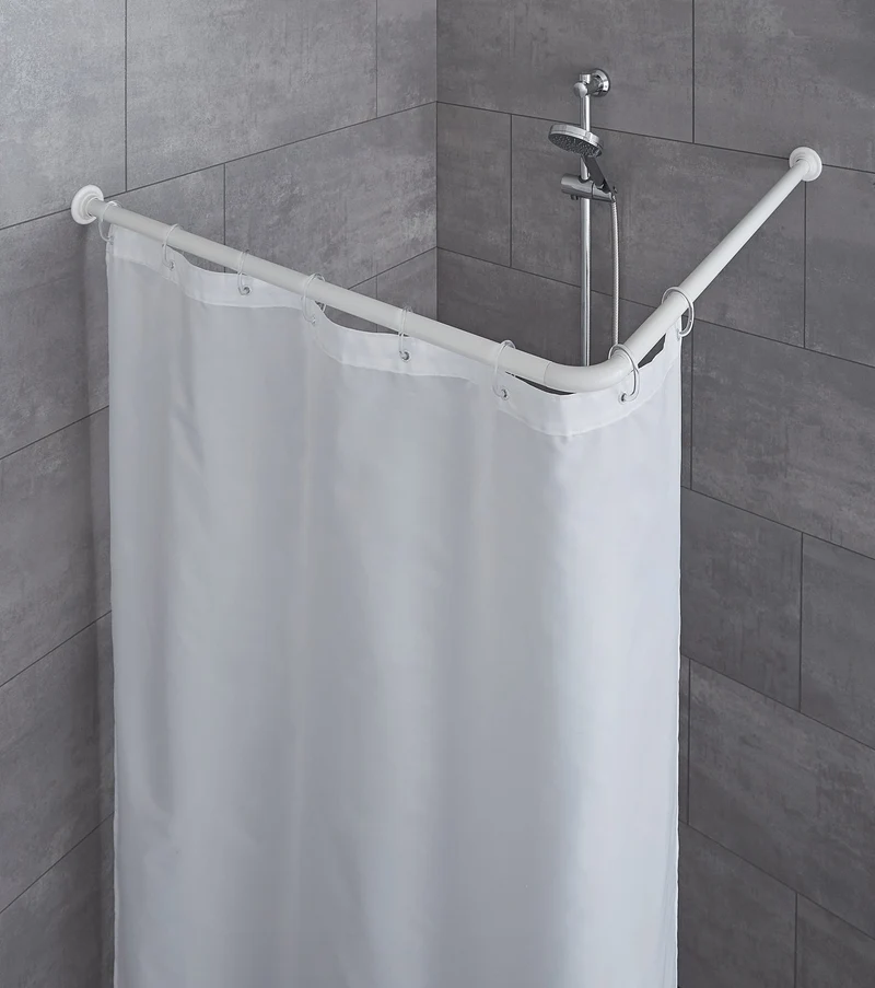 Duschvorhang-Winkelstange ⌀ 25 mm Weiß 90 x 90 cm kürzbar