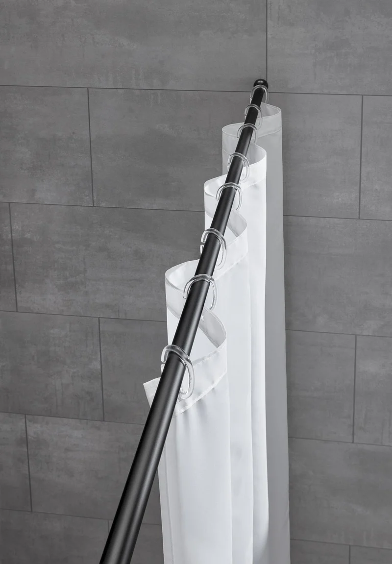 Duschvorhang-Federstange ⌀ 25 mm Schwarz 75 - 125 cm Teleskopstange