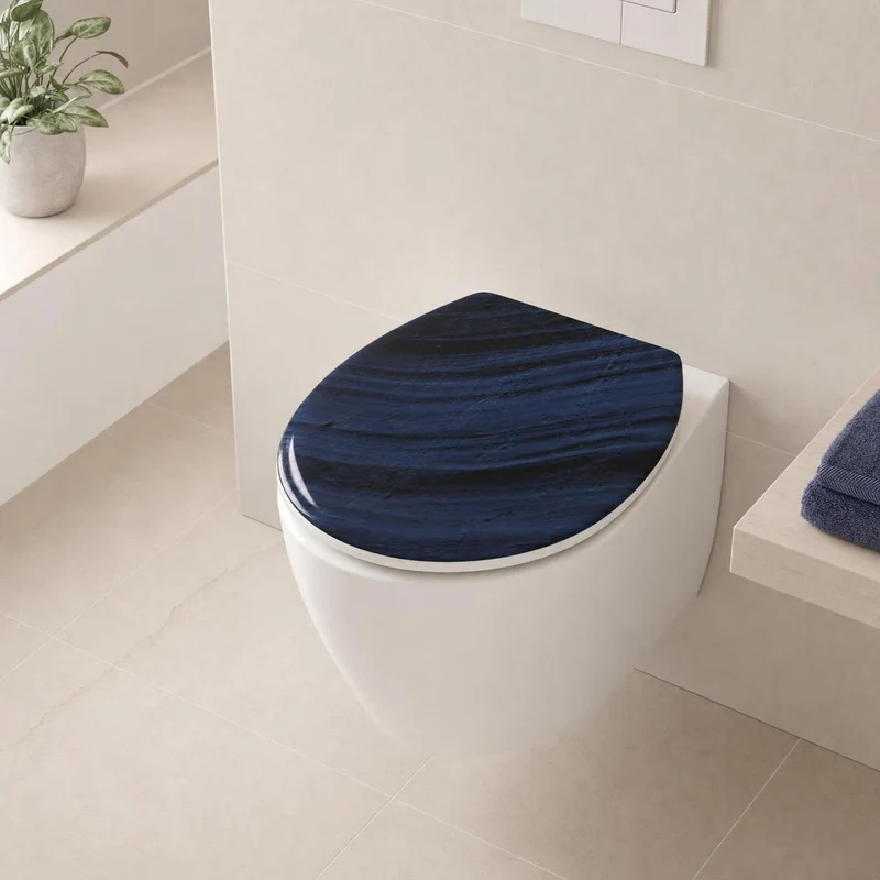 WC-Sitz MYSTIC Navy mit Absenkautomatik und Easy Clean