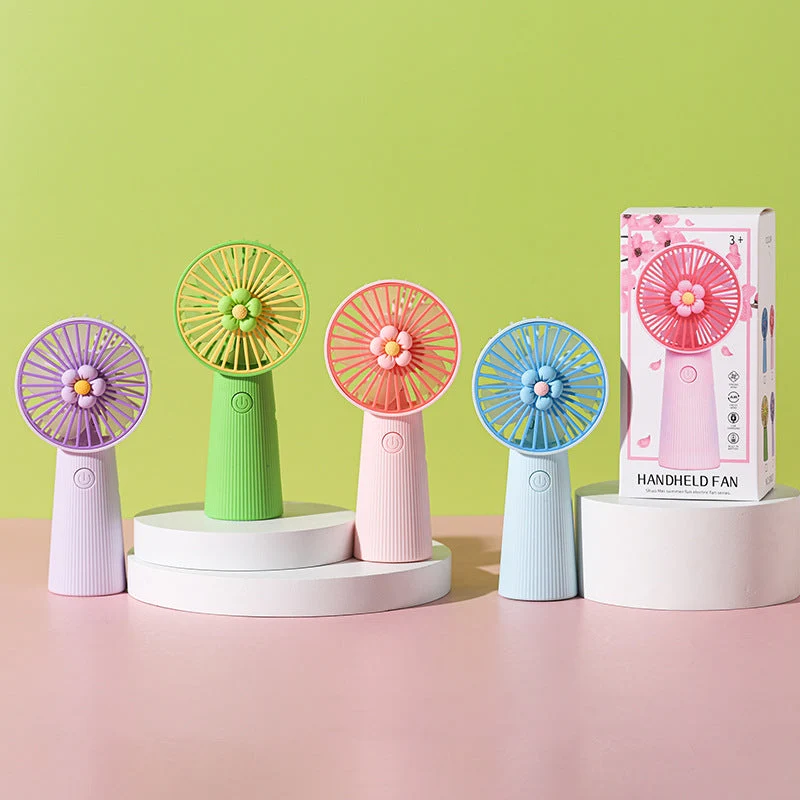 Damer Bærbar Mini-Håndvifte med kreativt blomsterdesign Luvikno