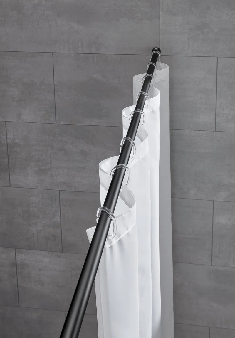 Duschvorhang-Federstange ⌀ 25 mm Schwarz 145 - 250 cm Teleskopstange