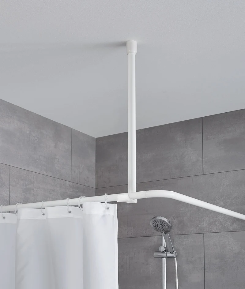 Deckenhalterung für Duschvorhangstangen ⌀ 25 mm Weiß 60 cm