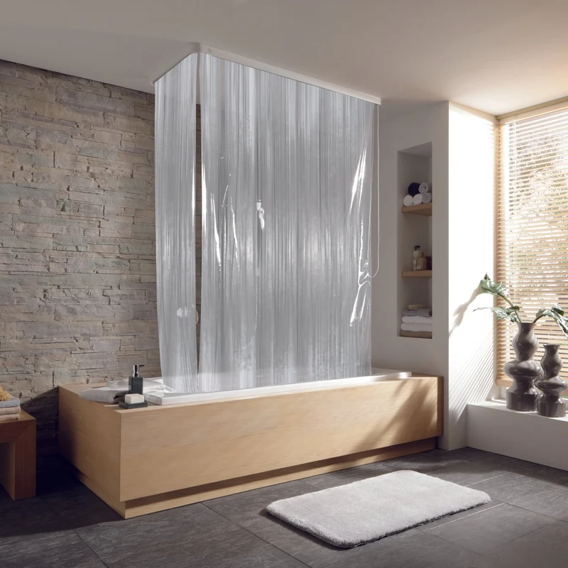 Eckduschrollo-Komplettset für Badewanne Milky 138 x 240 cm und 62 x 240 cm