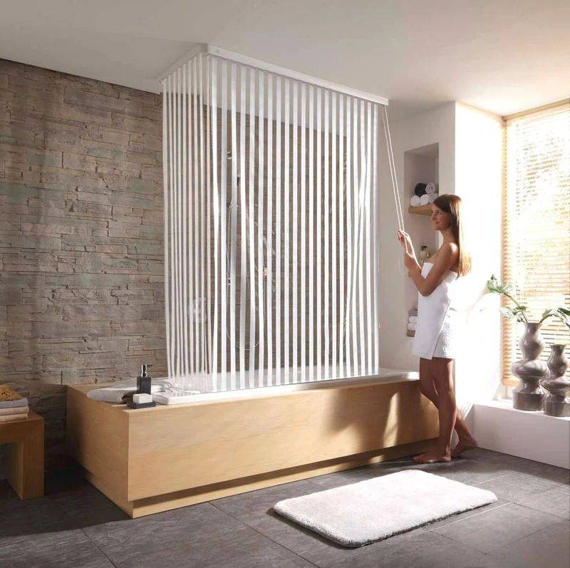 Eckduschrollo-Komplettset für Badewanne Weiß 138 x 240 cm und 62 x 240 cm