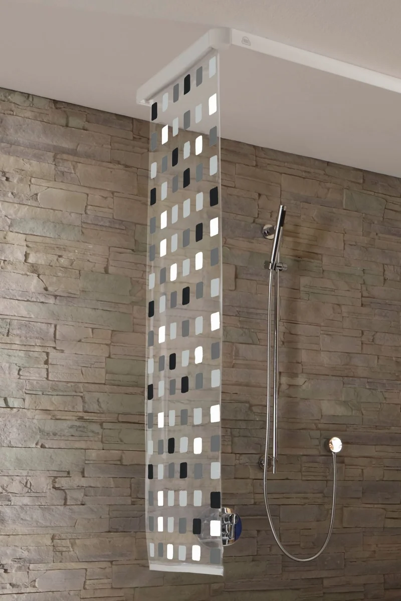 Schmaler Duschrollo für kleine Leerkassette Grau 53 x 240 cm