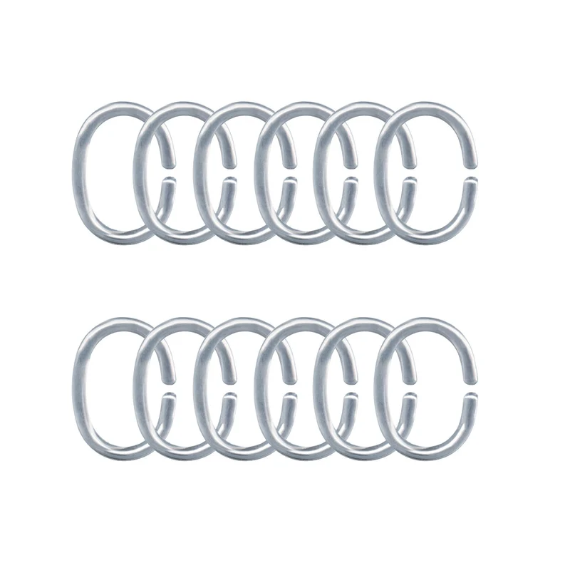 Duschvorhang-Ringe Silberfarben Set 12-teilig