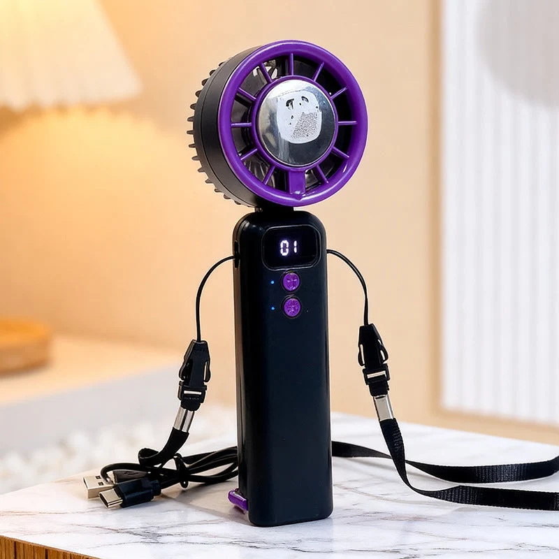Kvinners bærbare USB-håndvifte med digital styringsskjerm Luvikno
