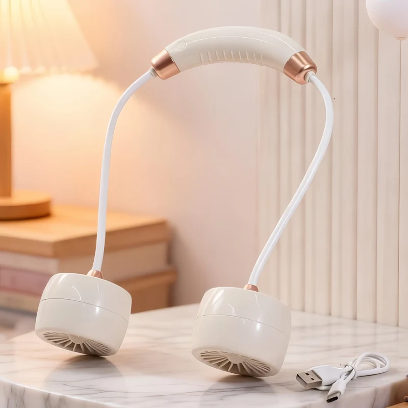 Kvinner Bærbar Halsvifte med Fleksibel Arm og USB-tilkobling Luvikno