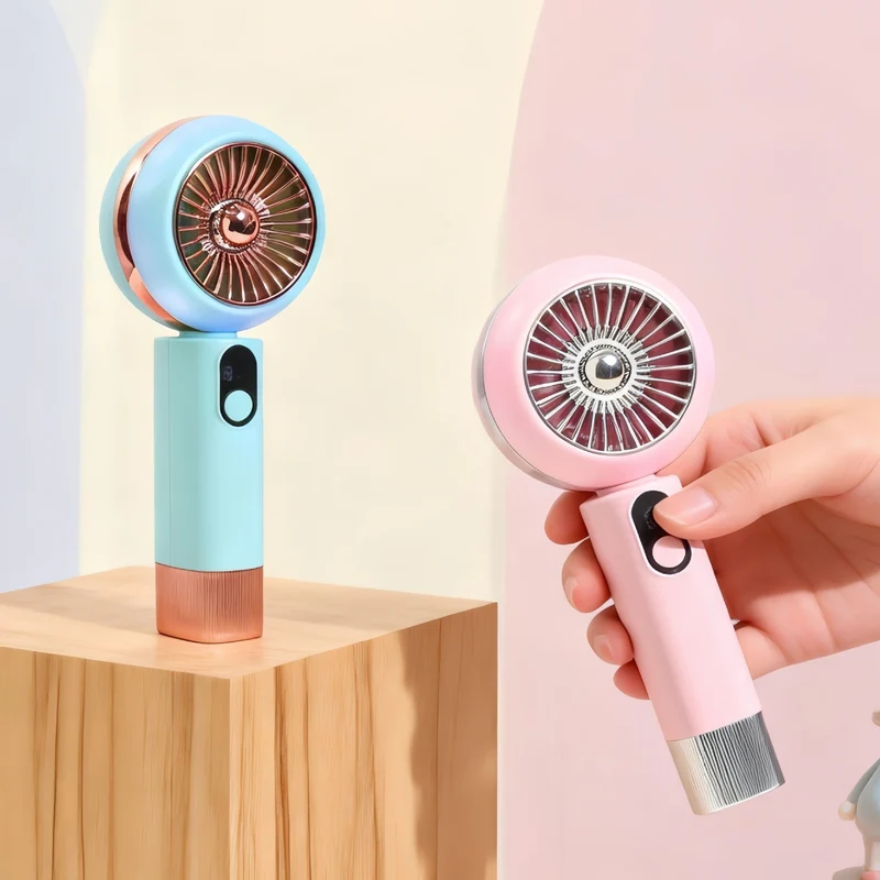 Dame bærbar Mini-håndvifte med LED-lys og digital styring Luvikno