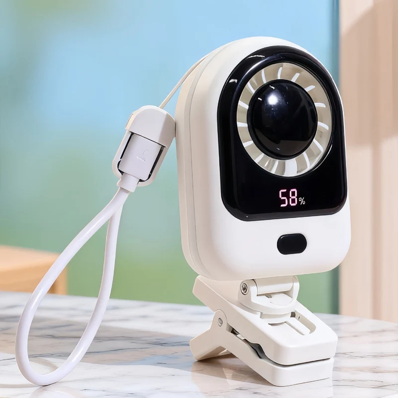 Kvinners bærbare mini vifte med digital skjerm og fleksibel feste Luvikno