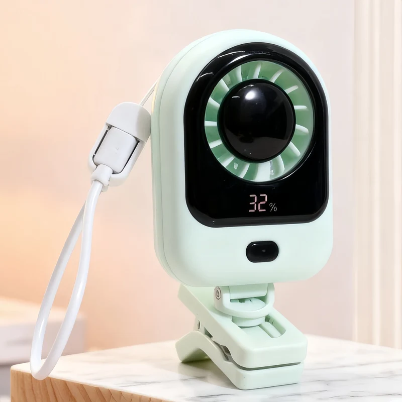 Kvinners bærbare mini vifte med digital skjerm og fleksibel feste Luvikno