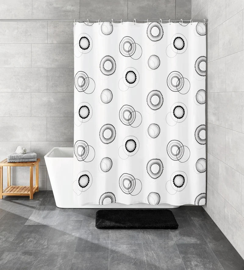 Duschvorhang Textil LUNA Schwarz-Weiß 180 x 200 cm