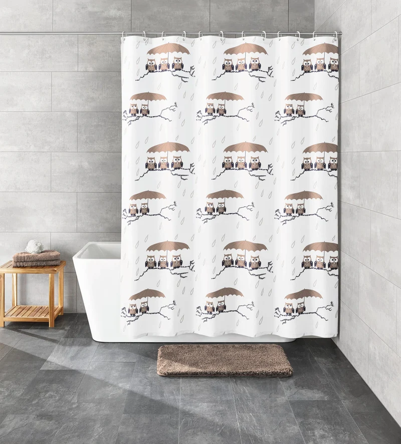Duschvorhang Textil EULEN Taupe 180 x 200 cm