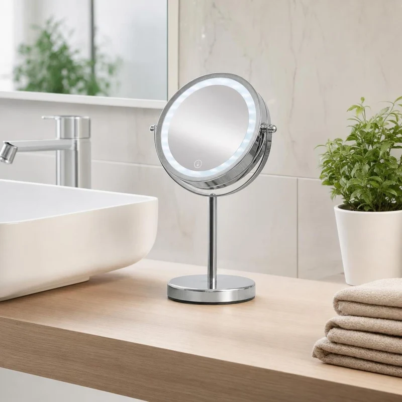 LED-Kosmetikspiegel BRIGHT MIRROR Silberfarben