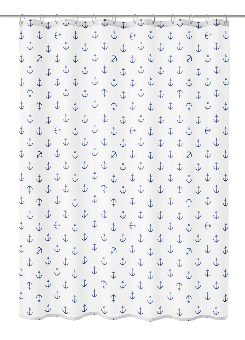 Duschvorhang Textil ANCHOR Dunkelblau 180 x 200 cm