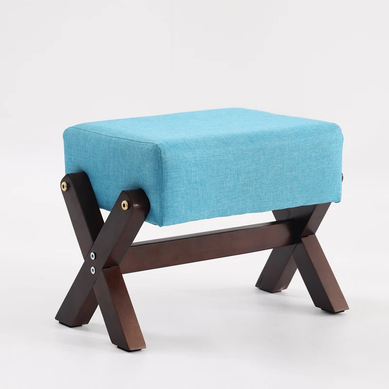 Children's footstool made of rubber wood, square