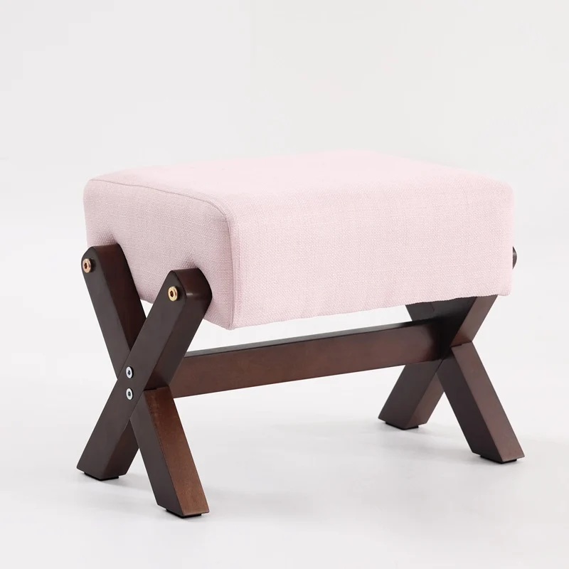 Children's footstool made of rubber wood, square
