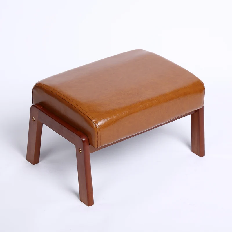 Children's footstool made of rubber wood, square