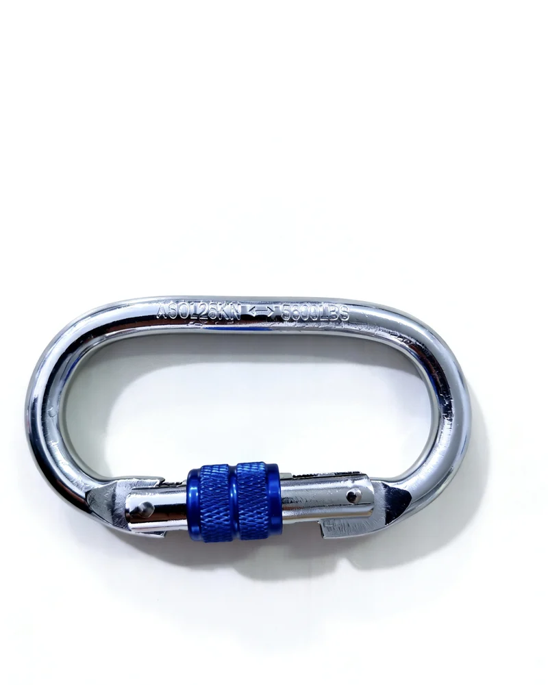 Steel carabiner for climbing, 25 KN