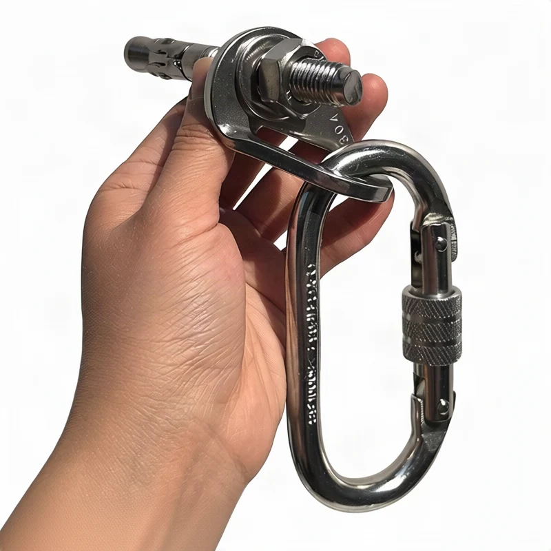 Steel carabiner for climbing, 25 KN