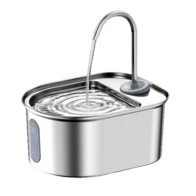 Stainless Steel Cat Fountain, 2.8 L, USB, with Filtration