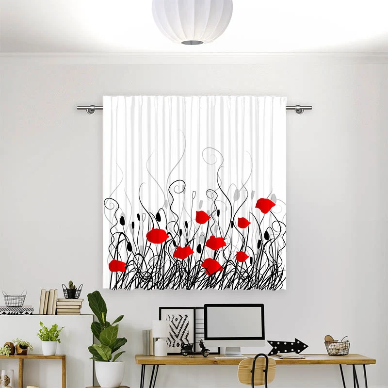 Vorhang Motiv "Mohnblumen Grafik"