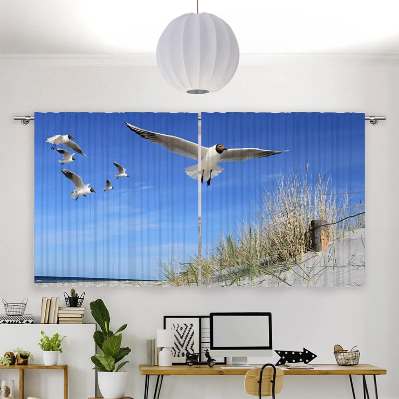 Vorhang Motiv "Moewen am Strand"