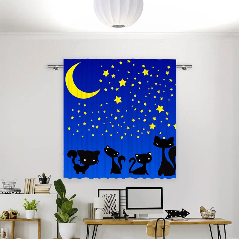 Vorhang Motiv "Katzen Unter dem Sternenhimmel"