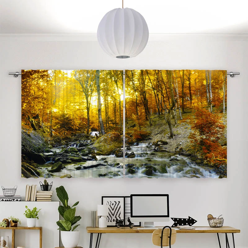 Vorhang Motiv "Herbstwald Fluss"