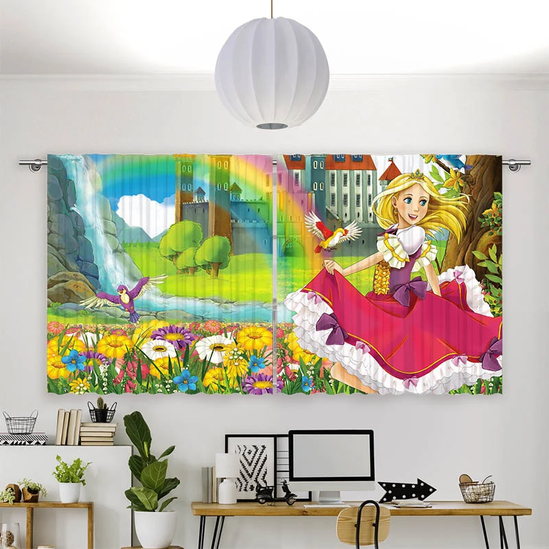 Vorhang Motiv "Prinzessin Regenbogen Schloss"