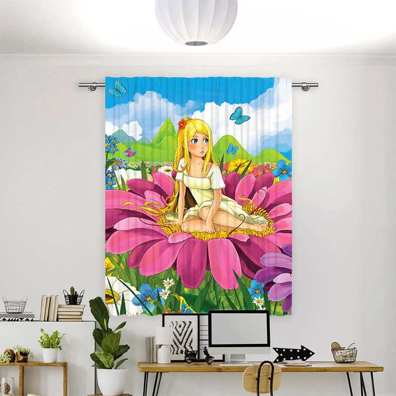 Vorhang Motiv "Maedchen auf Einer Blume"