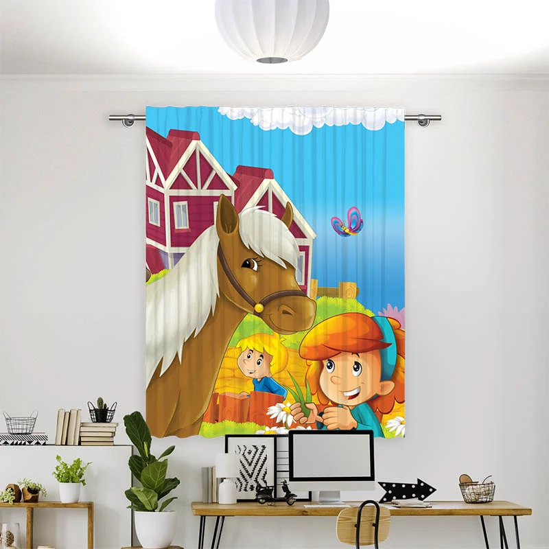Vorhang Motiv "Maedchen mit Pferd"