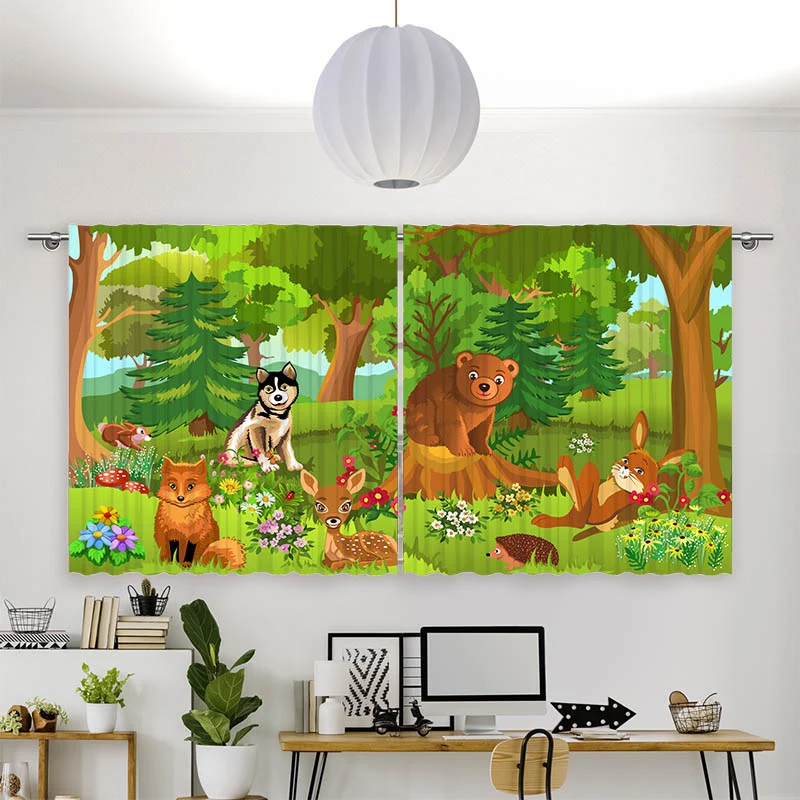 Vorhang Motiv "Wilde Tiere im Wald"