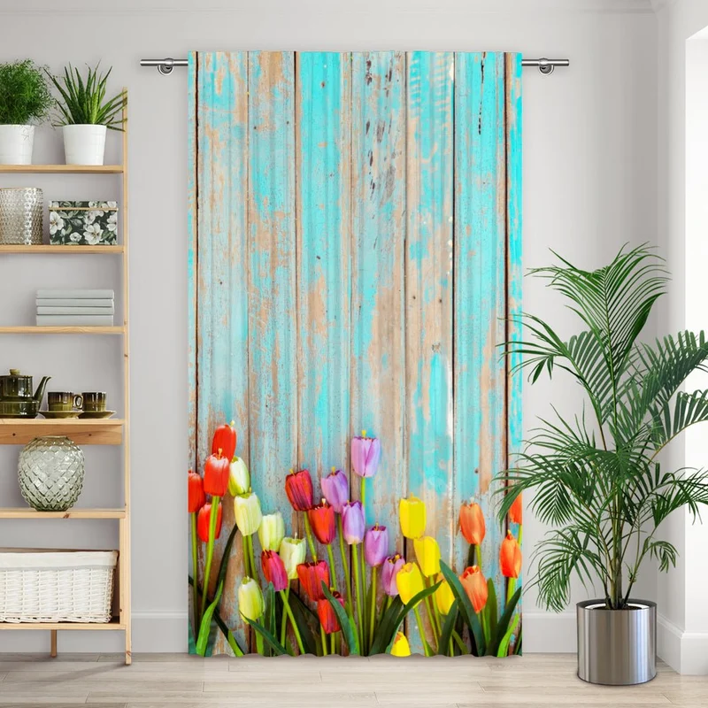 Vorhang Motiv "Tulpen vinage Wand"
