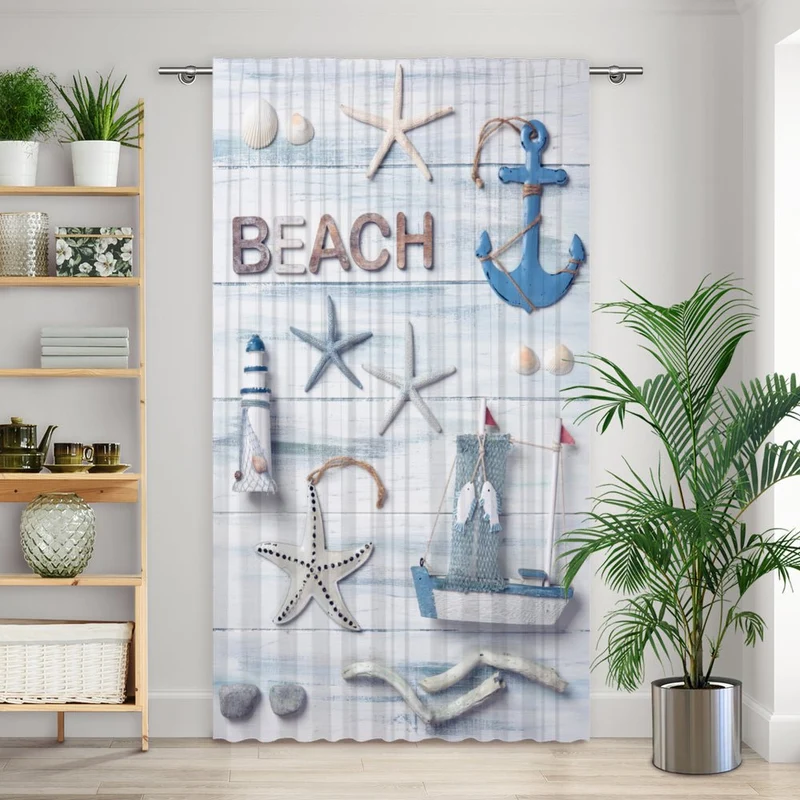 Vorhang Motiv "Strand maritim Anker"