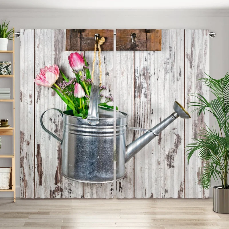 Vorhang Motiv "Tulpen Giesskanne"