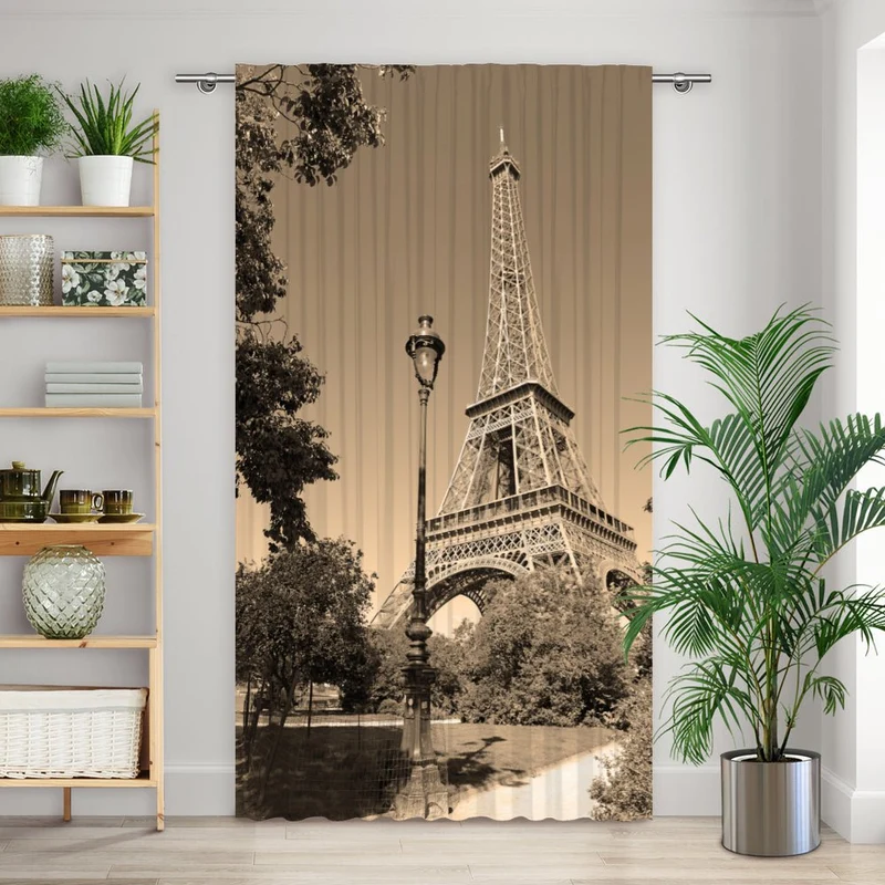 Vorhang Motiv "Eiffelturm sepia"