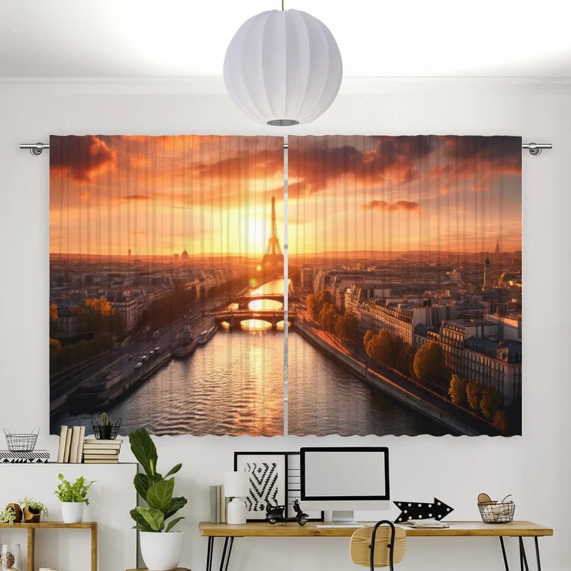 Vorhang Motiv "Eiffelturm Seine Paris"