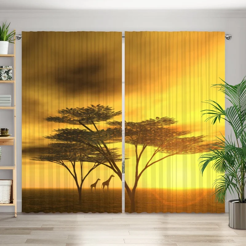 Vorhang Motiv "Afrika Giraffen"