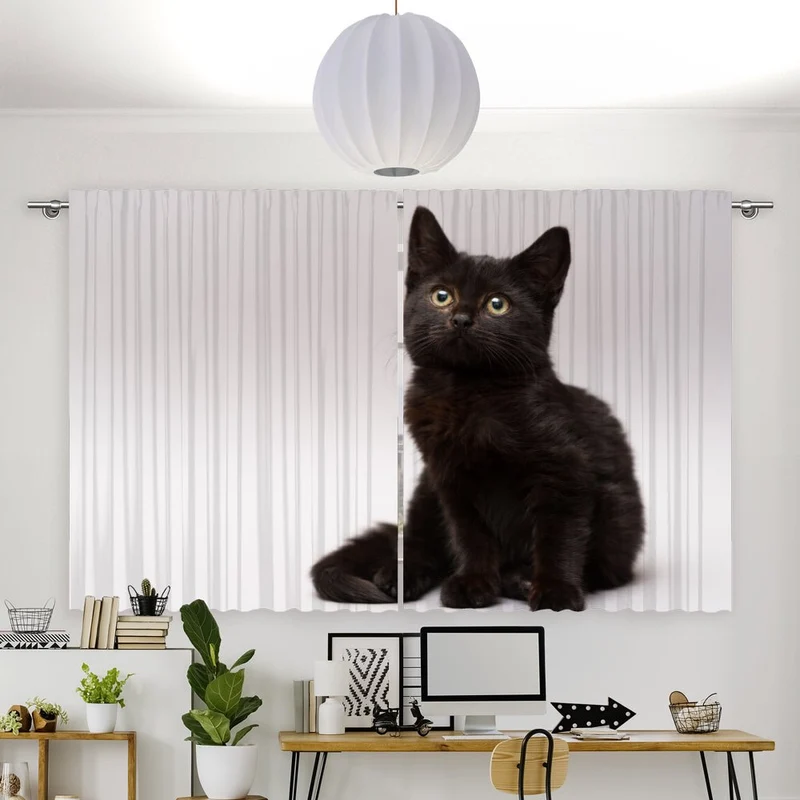 Vorhang Motiv "Katze schwarz"