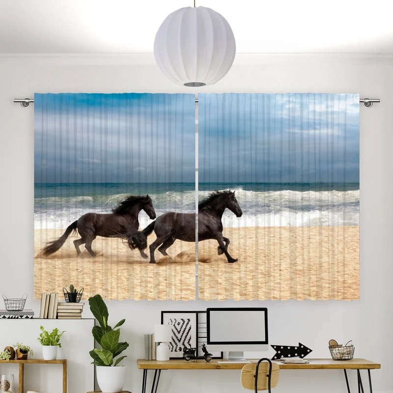 Vorhang Motiv "Pferde Strand"