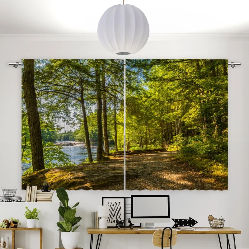 Vorhang Motiv "Wald Weg Fluss"