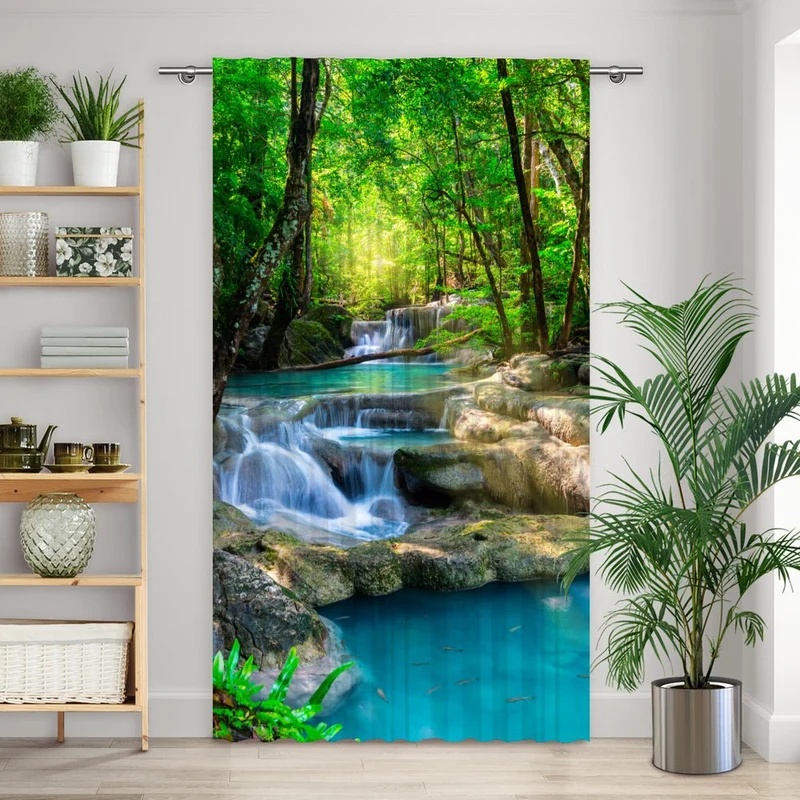 Vorhang Motiv "See Wald Wasserfall"