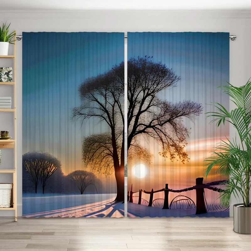 Vorhang Motiv "Baum Winter Schnee"